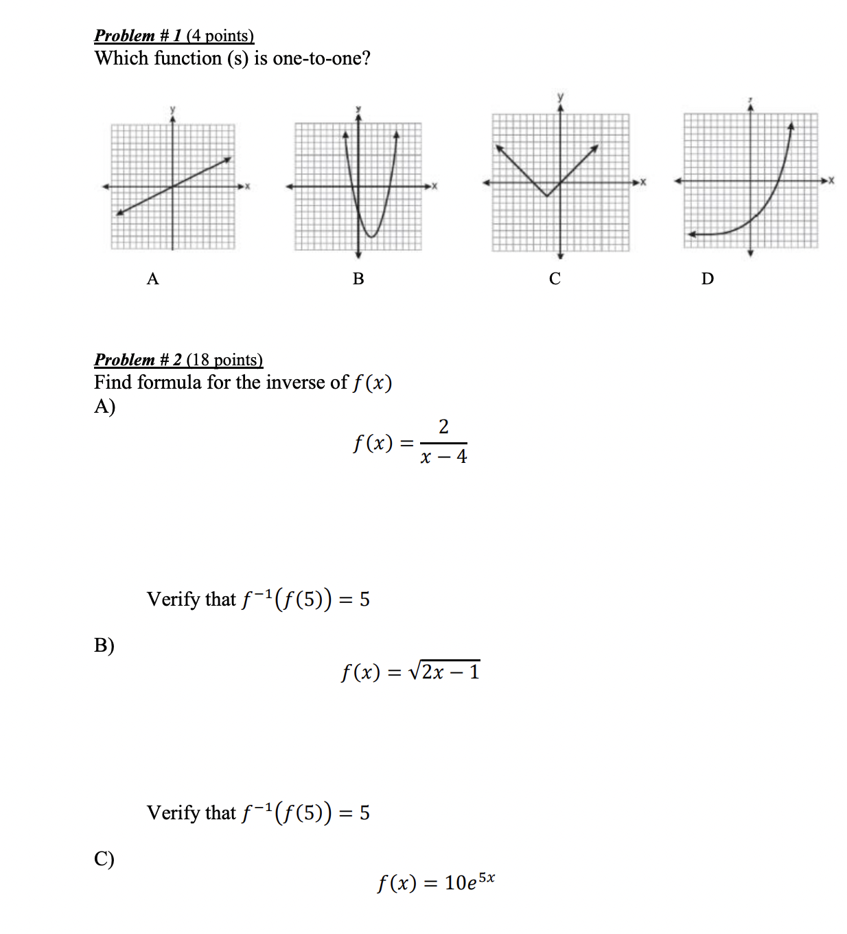 Hello, I need help formulating the following problems. Please show full work.