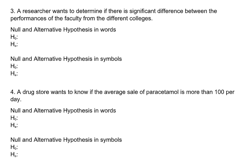 of the following problems. 1. A doctor wants to know if the