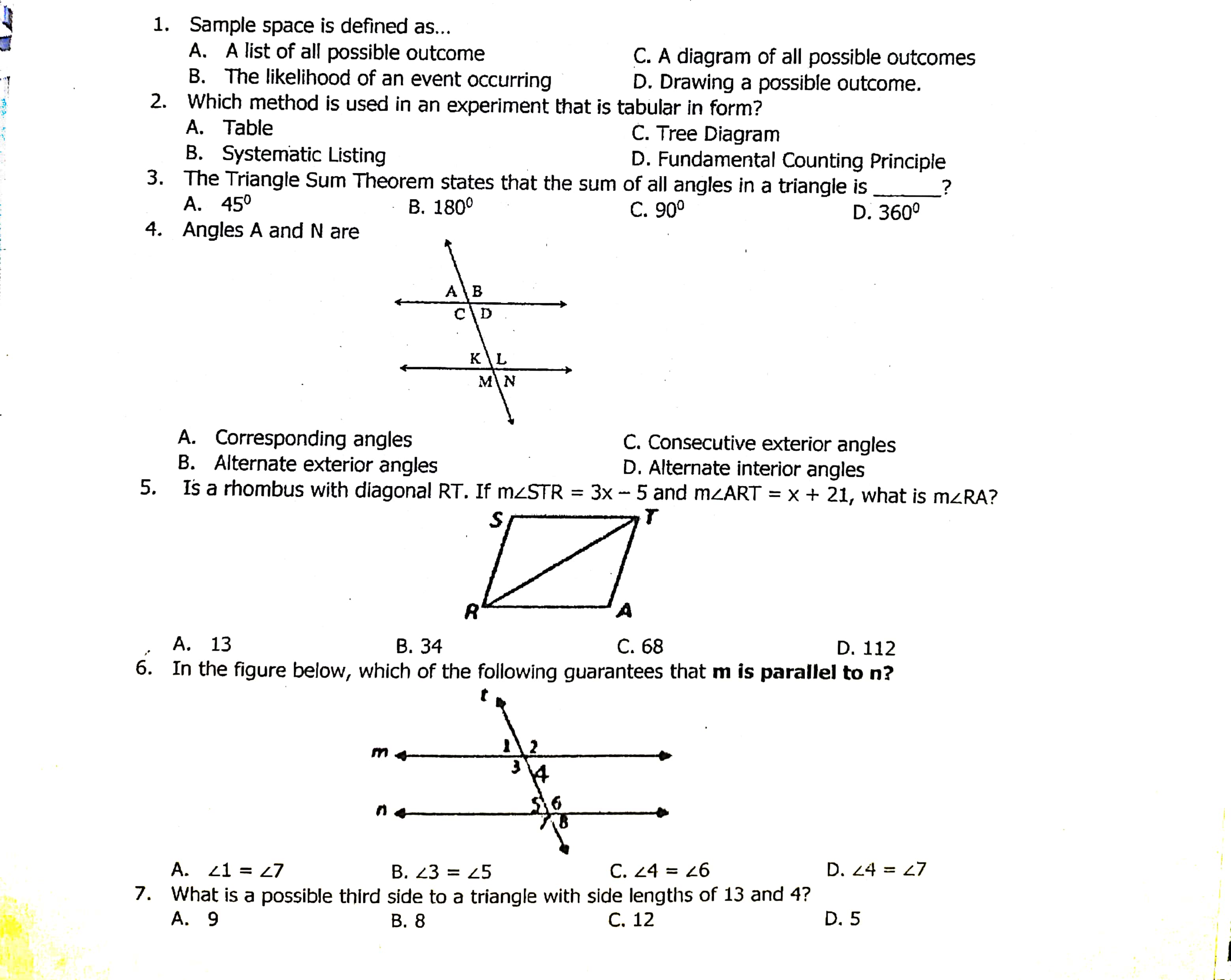 Ian? s e 1. Sample space is dened as... A. A
