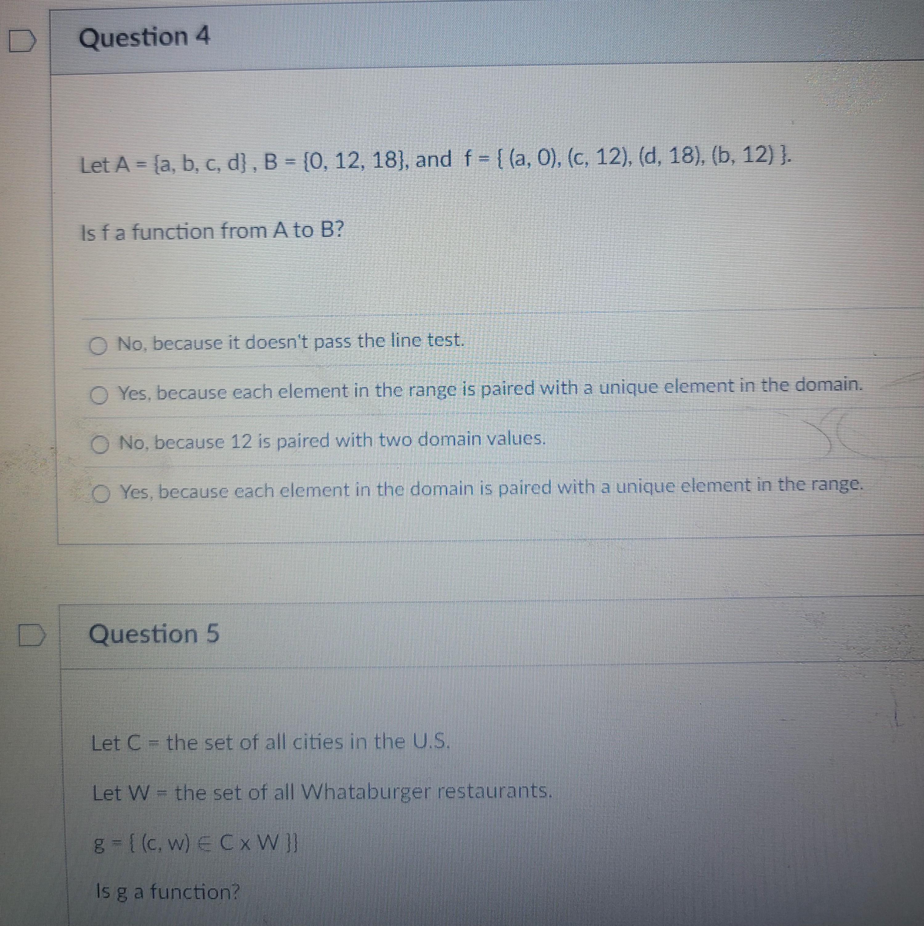 B = [0, 12, 18], and f = [ (a, O). (c,
