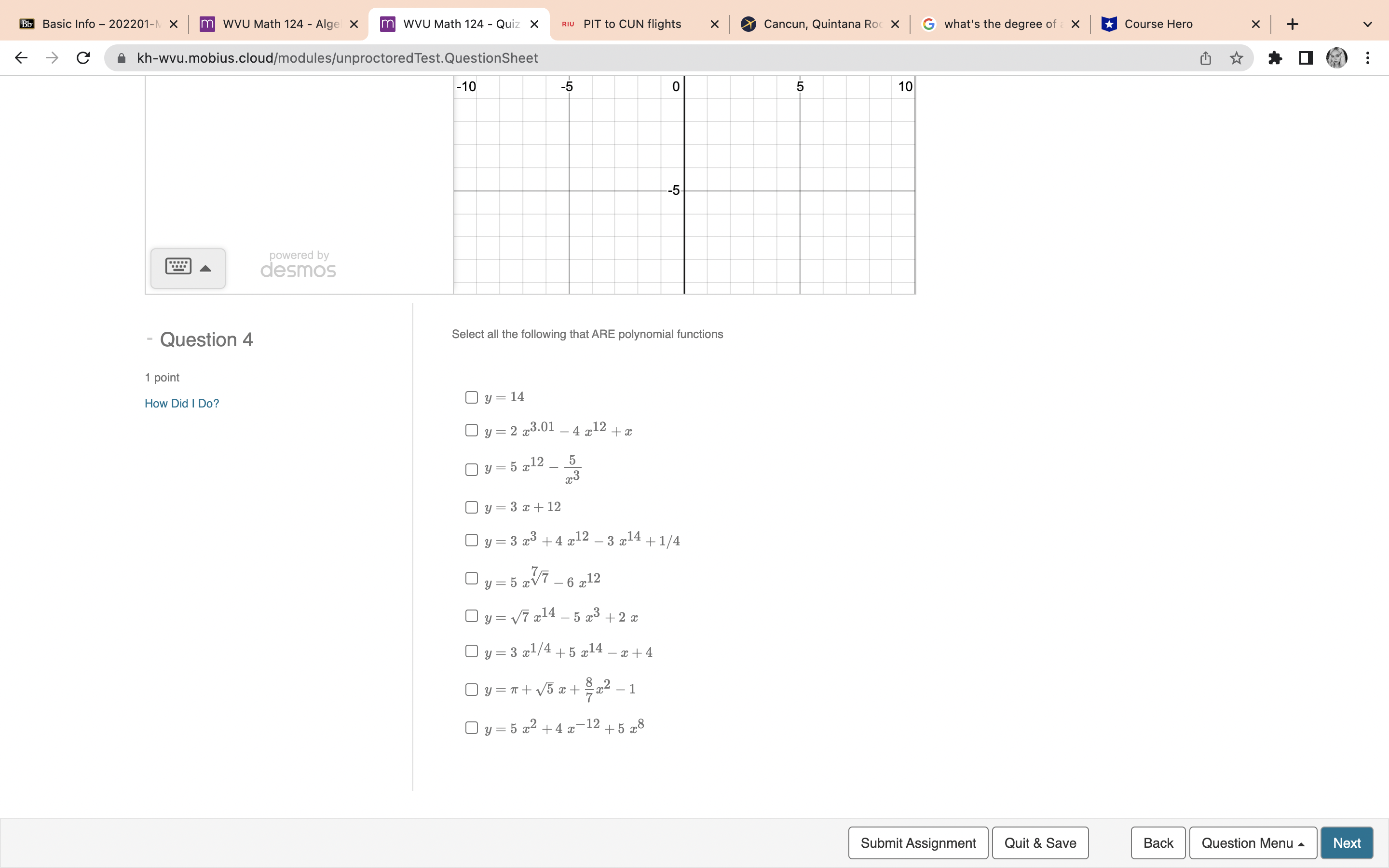 WVU Math 124 - Alge X m WVU Math 124 - Quiz