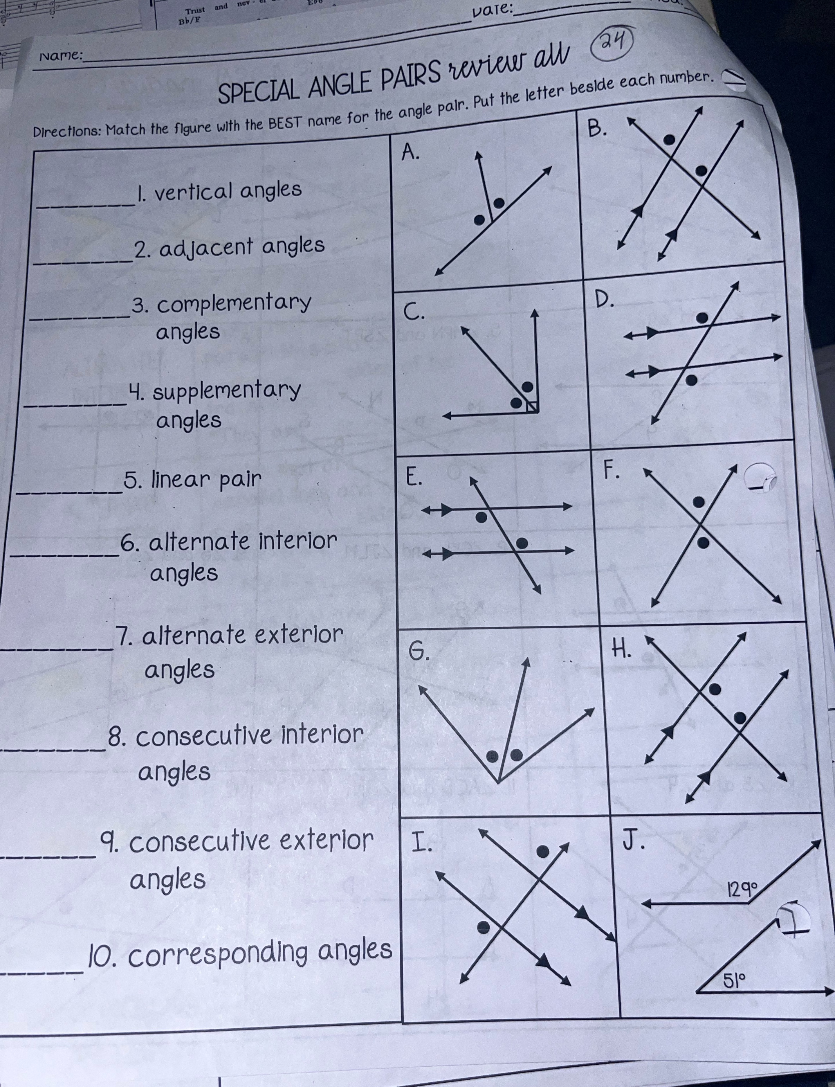 Help 2. adJacent angles , 3. complementary ' angles \" Li. supplementary