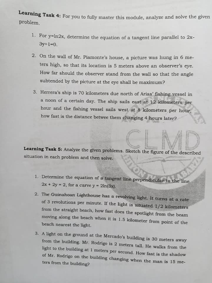  hello tutor please answer all the questions. thank you Learning Task