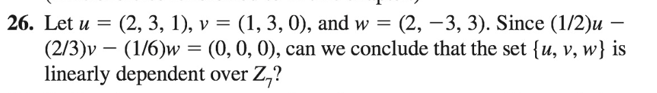 26. Let u = (2, 3, 1), v = (1, 3,