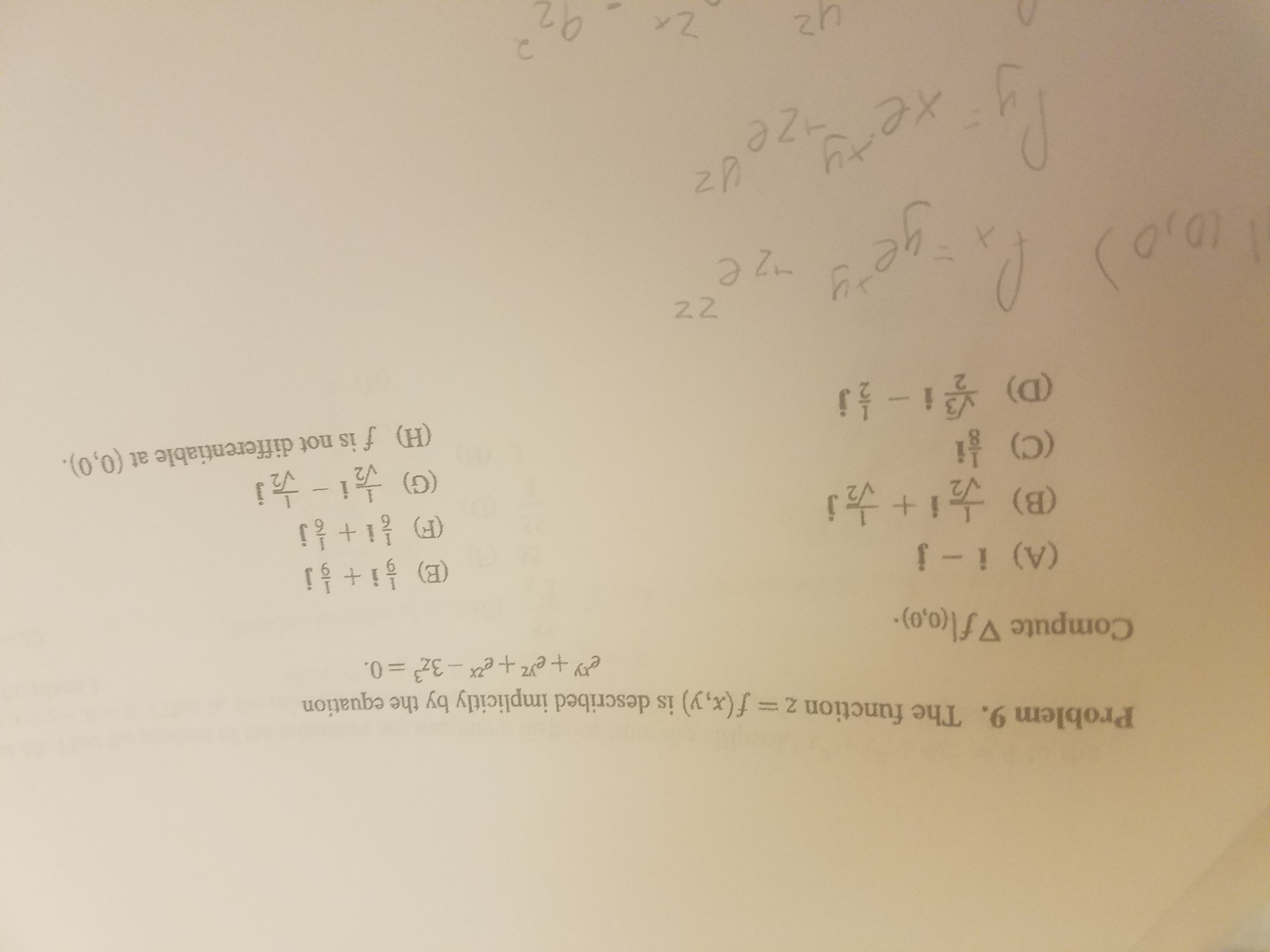 The function z=f(x,7) is described implicitly by the equation e^xy + e^yz