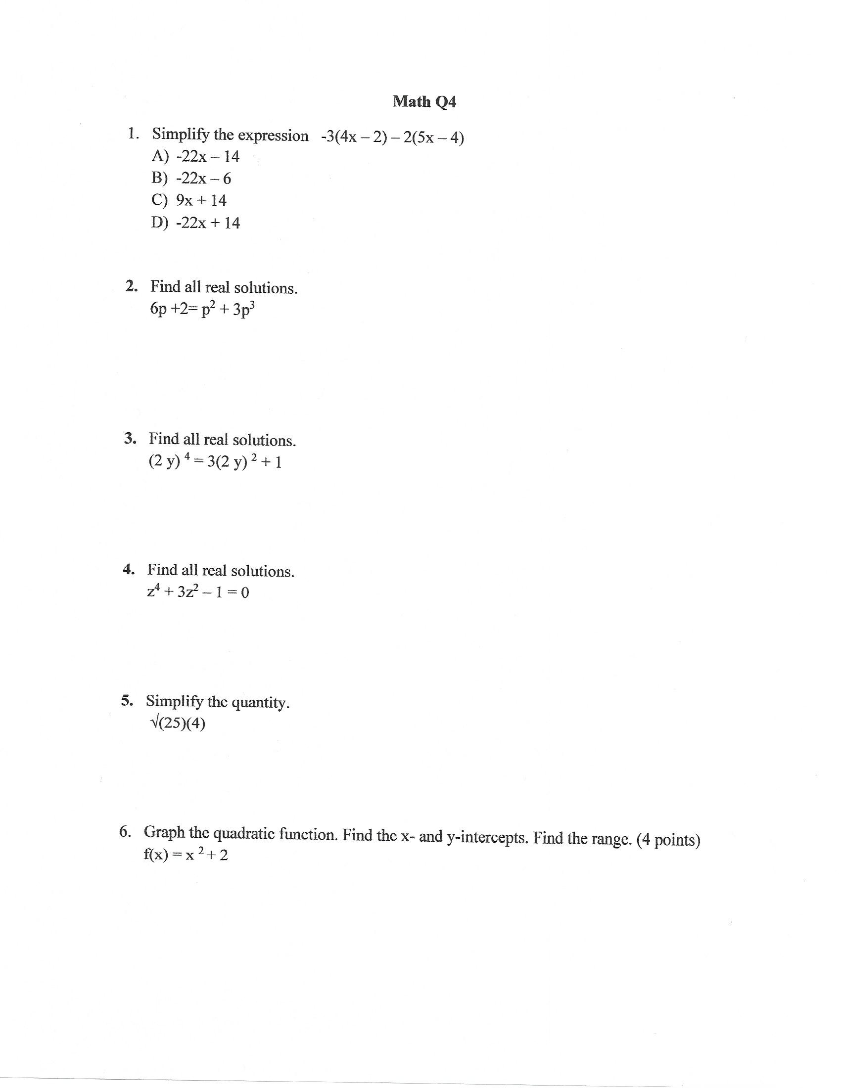 Need a little help with some math problems. Need only answers. Math