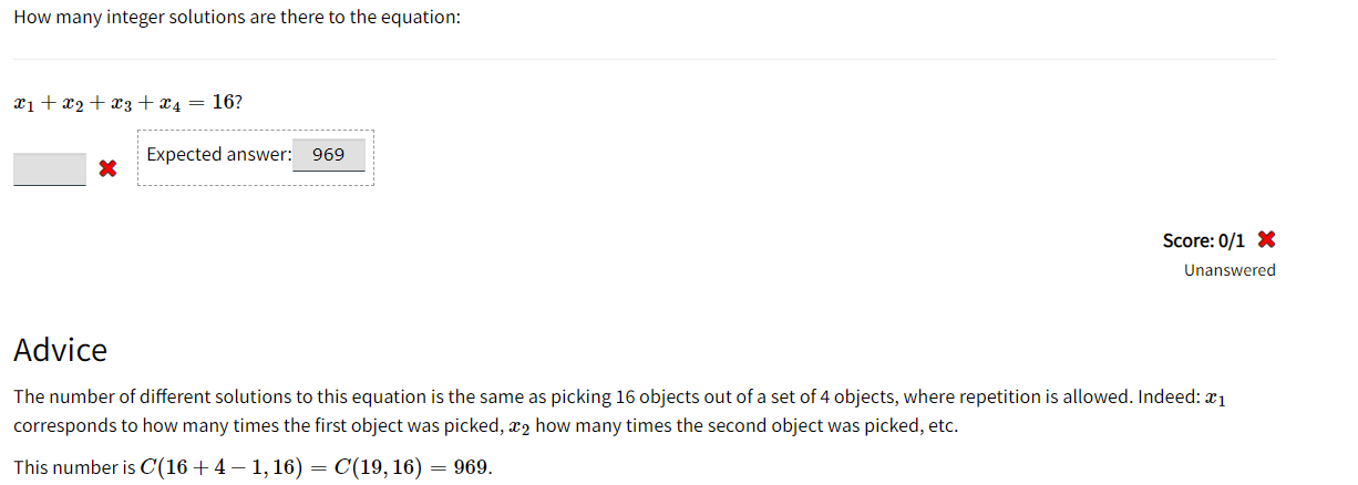 How many integer solutions are there to the equation: $1+$2+$3+$4= 16?