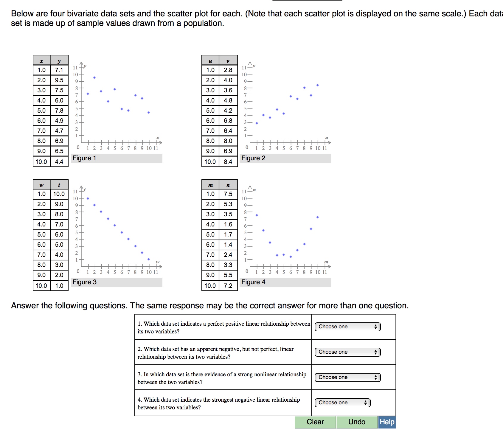 Choose either: the x, y data set / the u, v data