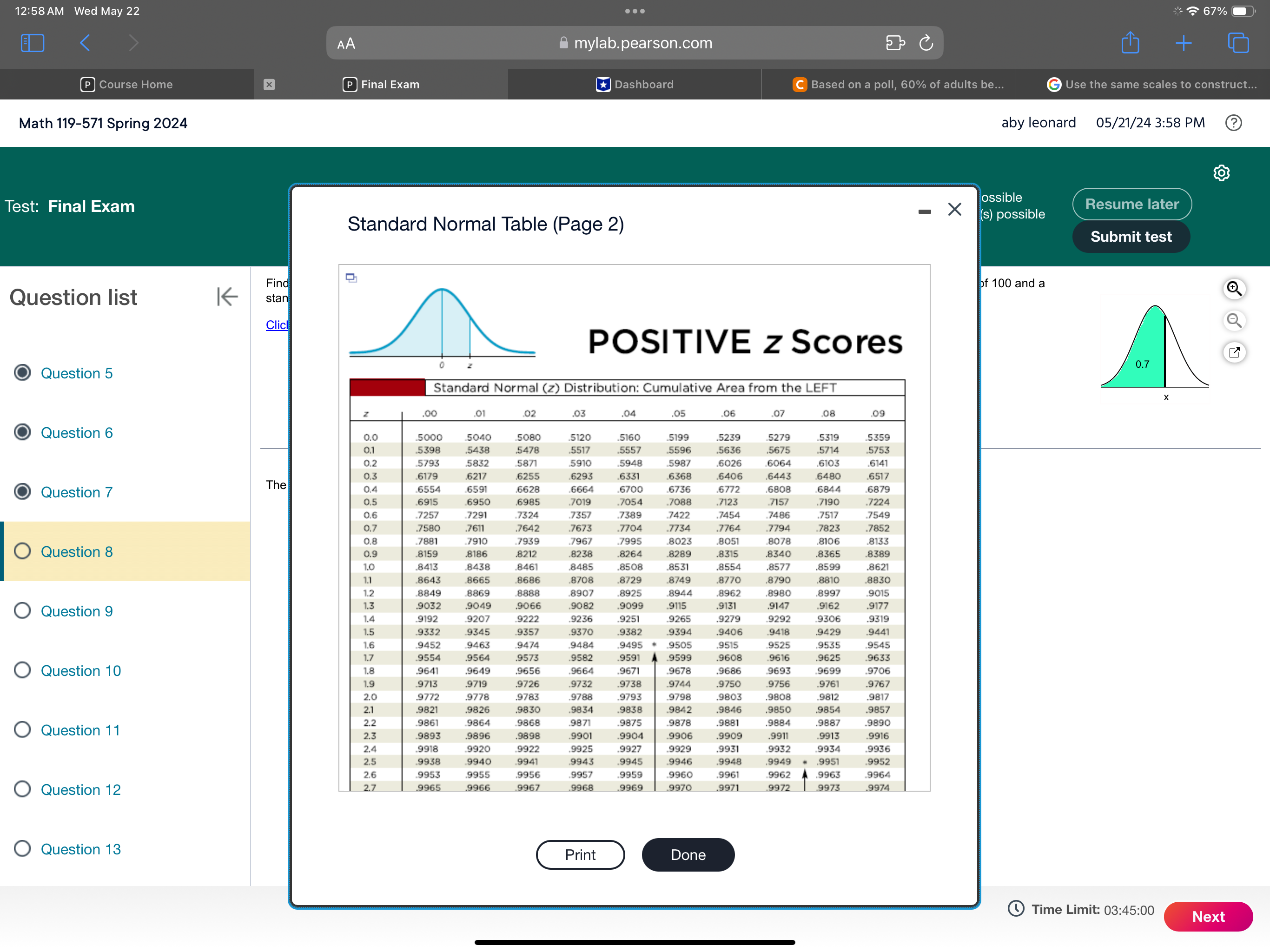 standard table. 12:58 AM Wed May 22 . . . * 67%