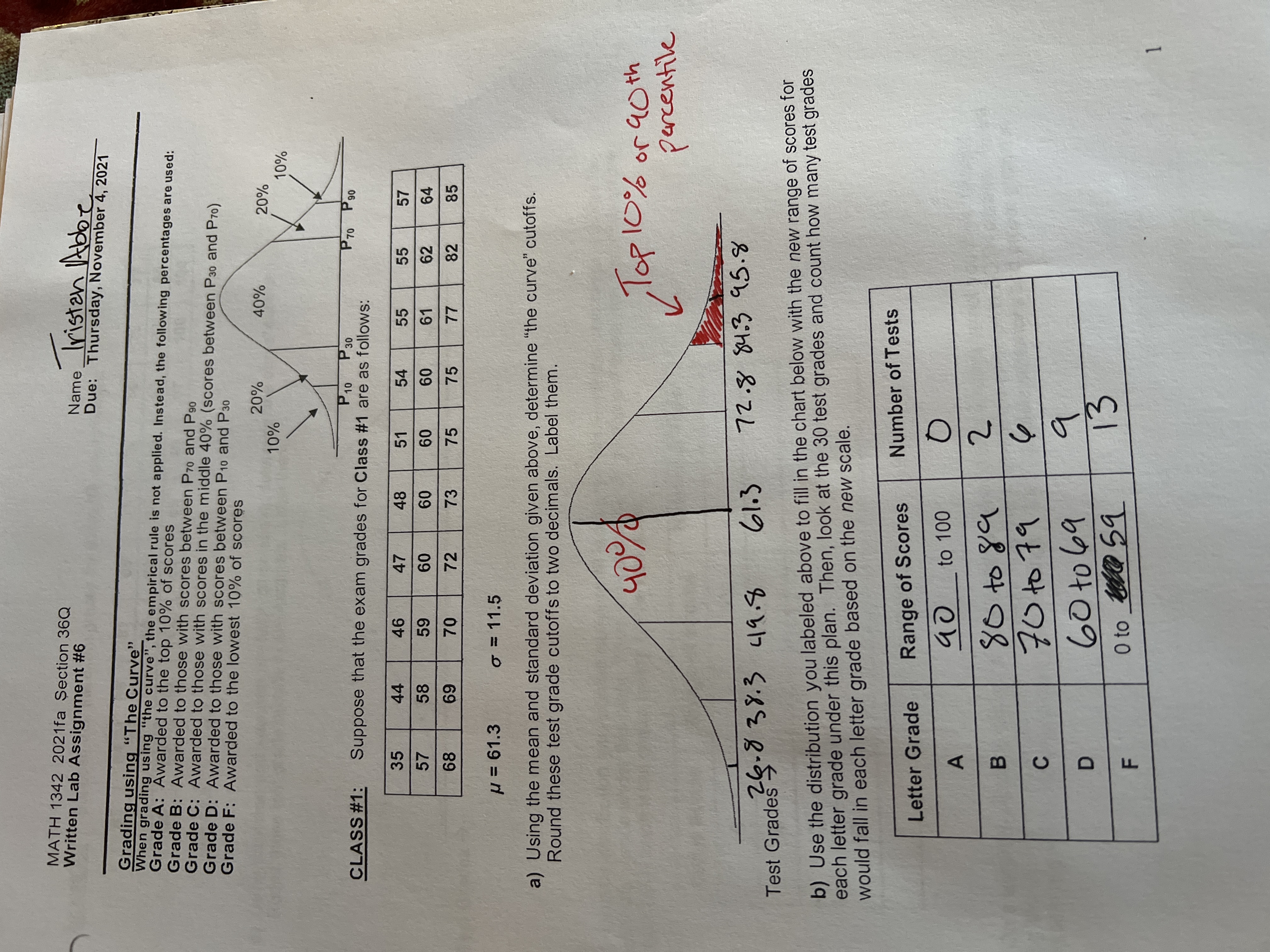 MATH 1342 2021fa Section 36Q Written Lab Assignment #6 Name Tristan