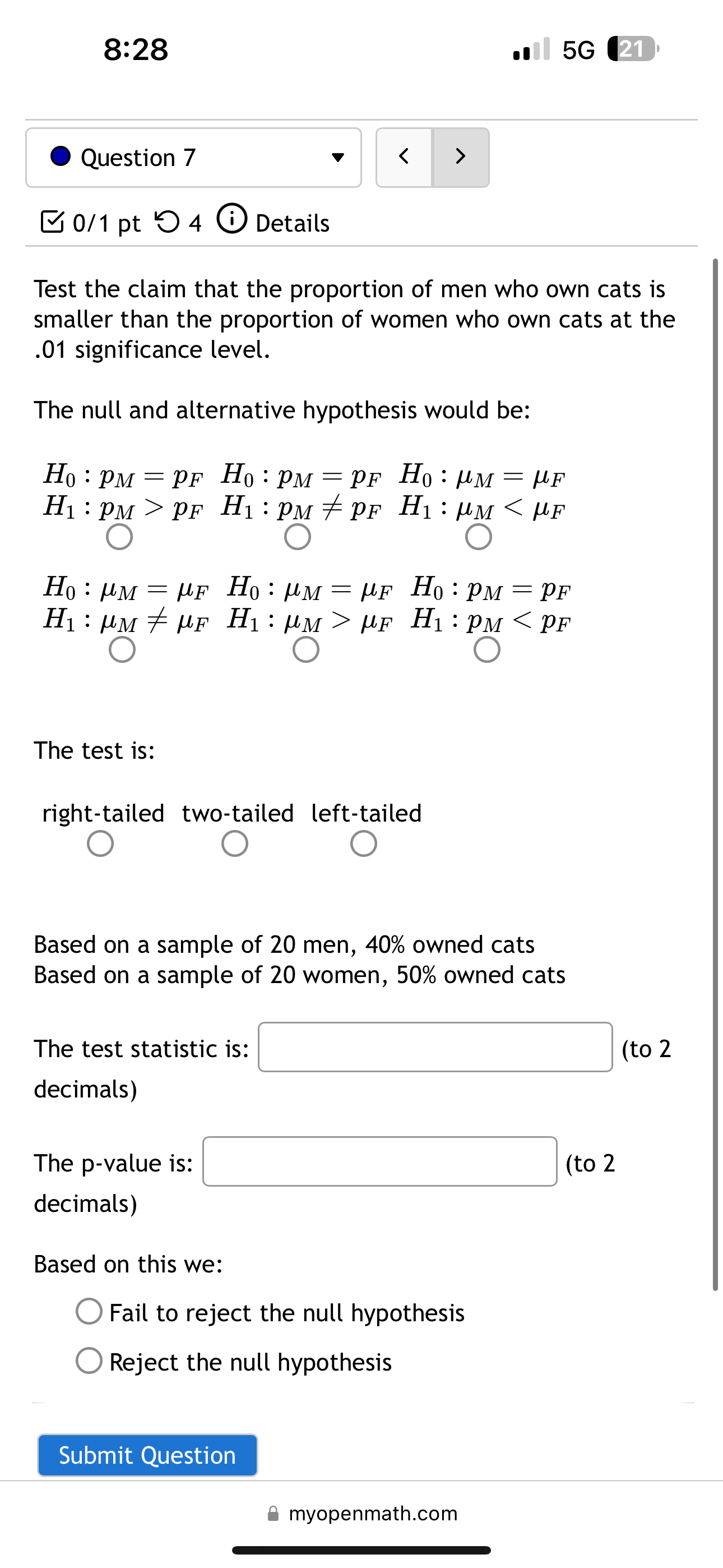 to three decimal places.) test statistic = What is the p-value for
