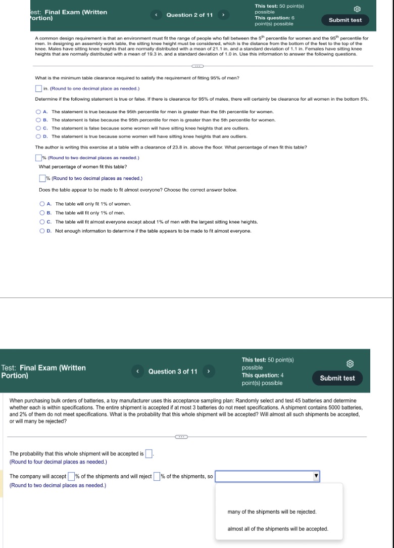  This test: 50 point(s) est: Final Exam (Written possible ortion) Question