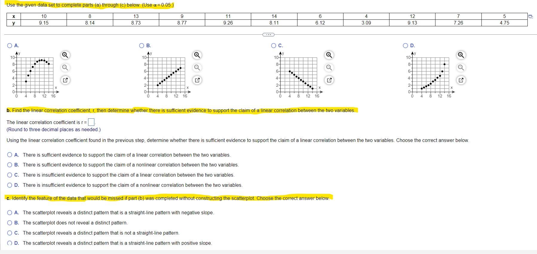  Use the given data set to complete parts (a) through (c)
