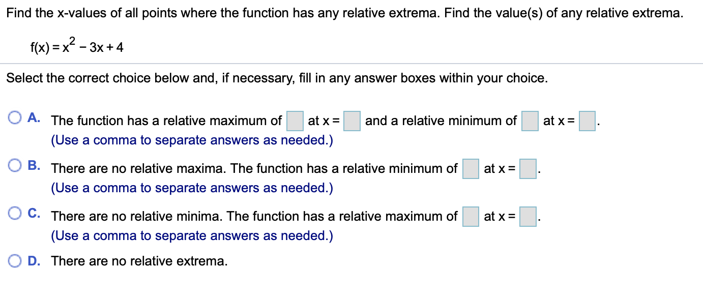 numbers; b) the open intervals where the function is increasing; and c)