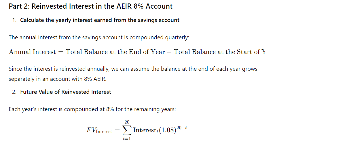 The interest earned from this account is withdrawn at the end of