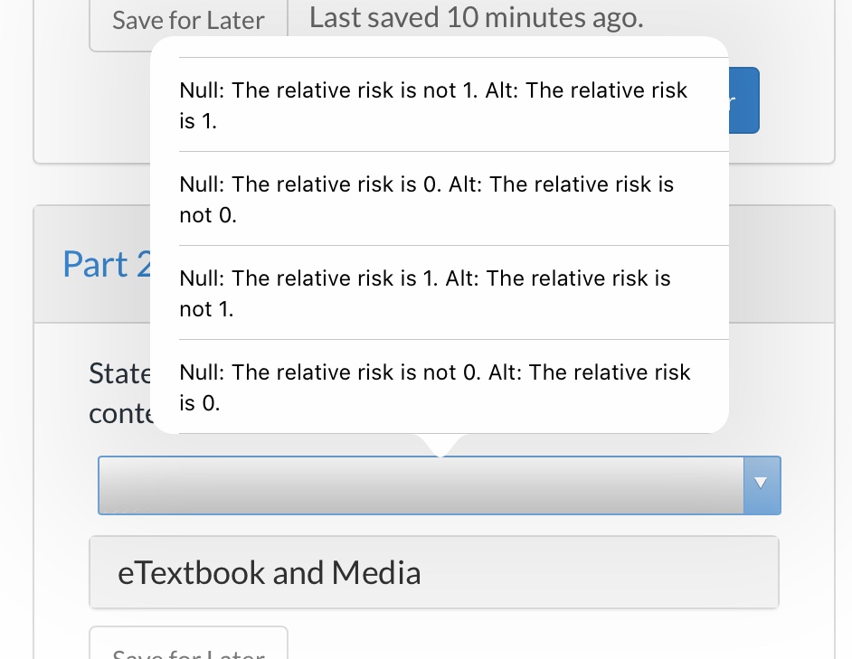 context of relative risk of having an LGA baby. eTextbook and Media