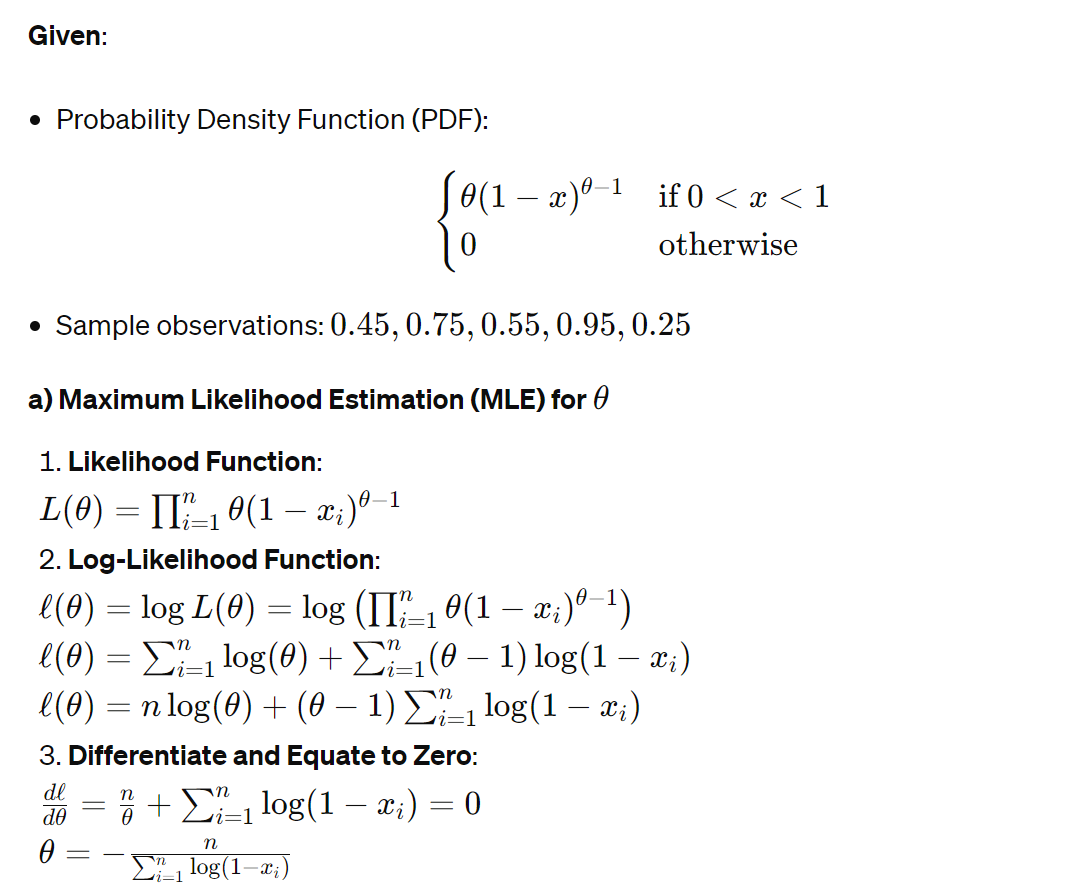  Given: . Probability Density Function (PDF): 0(1 -2)0-1 if0 0 is
