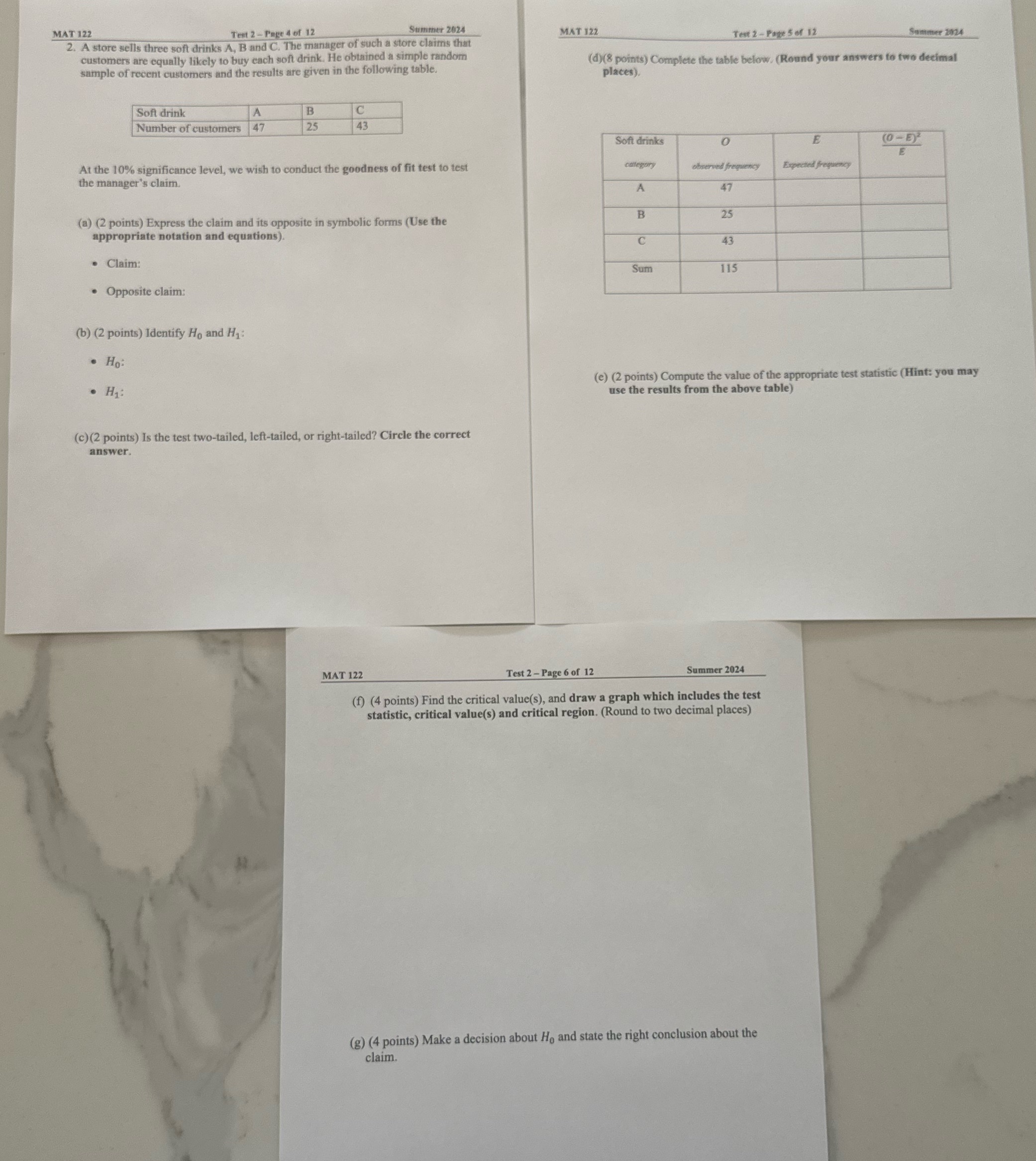 Need help with my quiz can you answer each part showing work