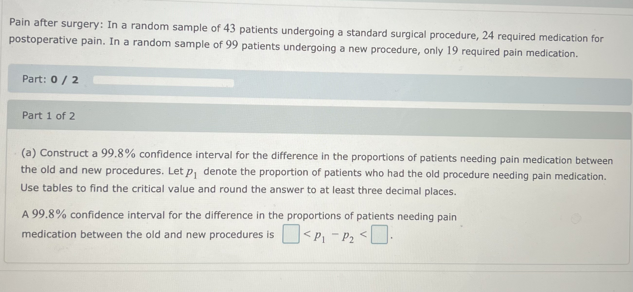 the difference between the two proportions is