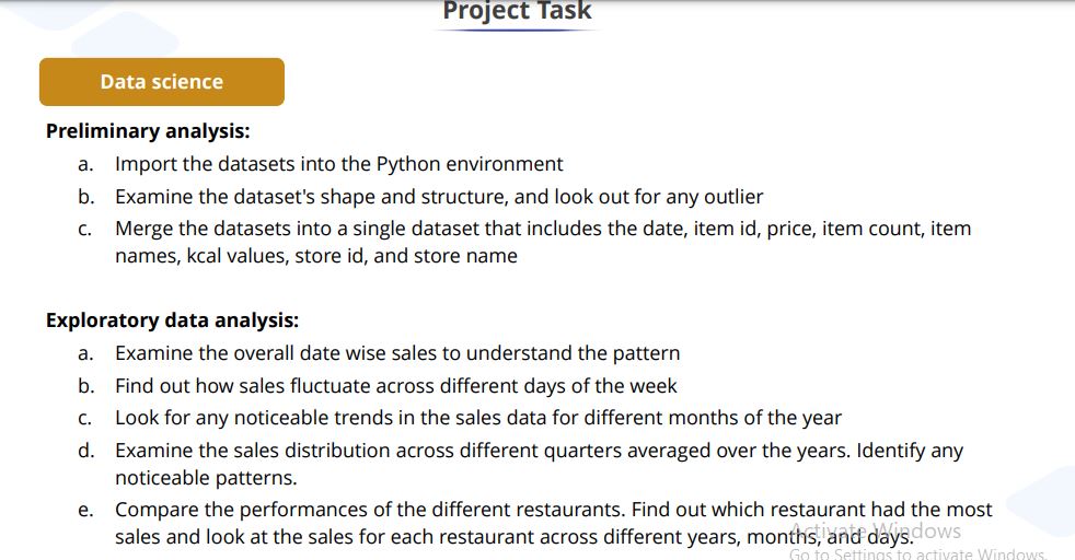 Data science Preliminary analysis: a. b. C. Import the datasets into