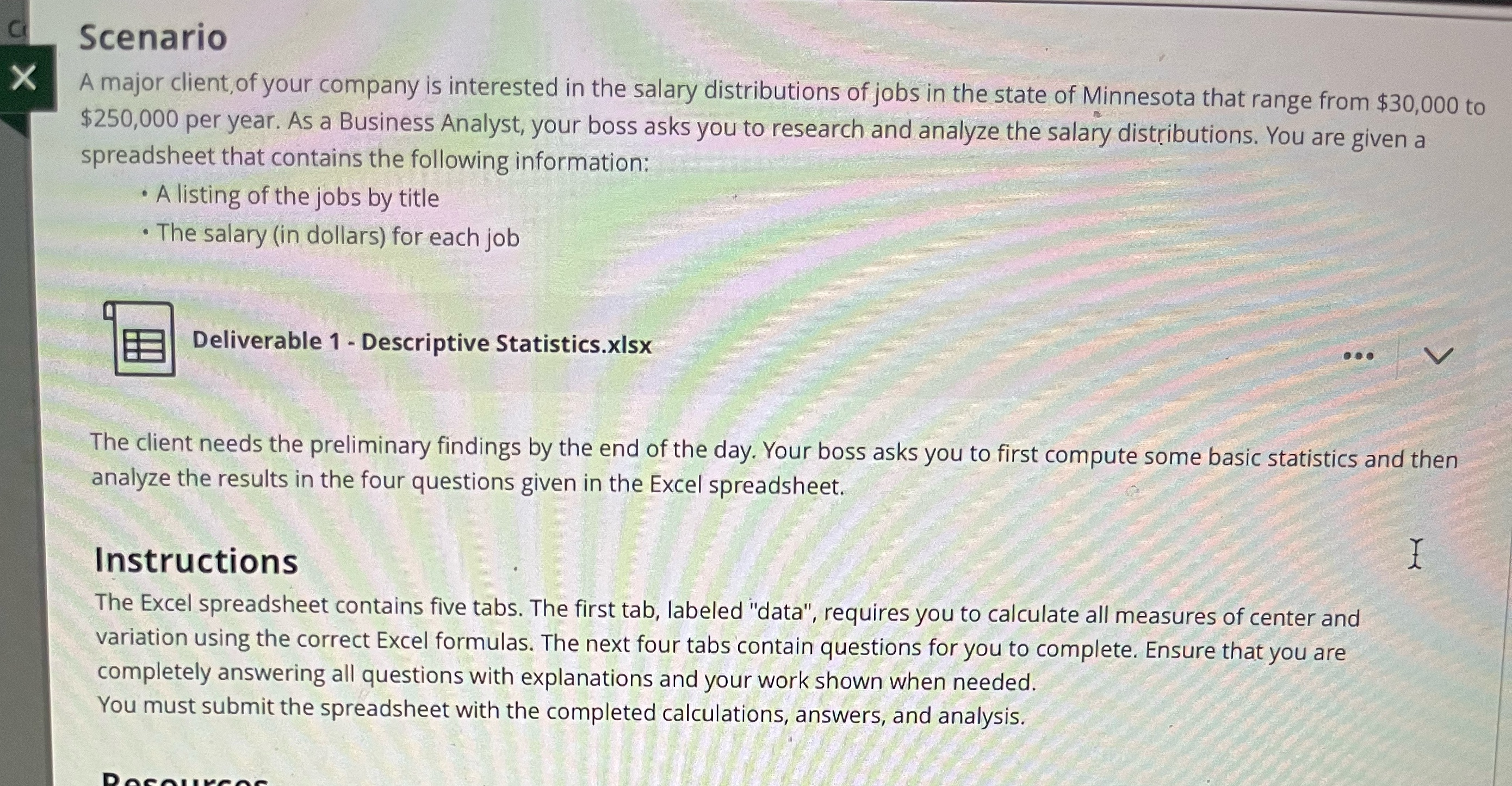 Help i will send the spreadsheet Scenario X A major client of