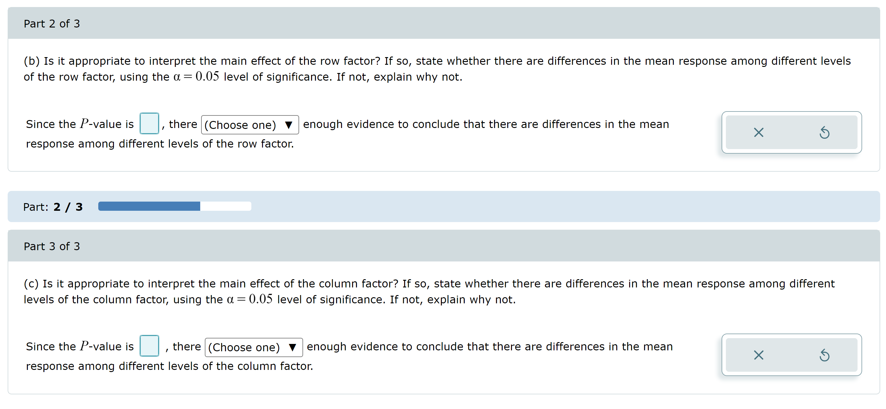 = 0.13, and the P-values for the main effects are P =