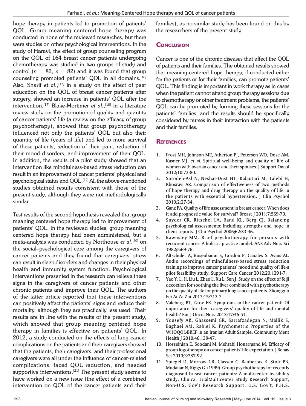 literature.For this week's assignment, carefully read the article on group meaning-centered hope