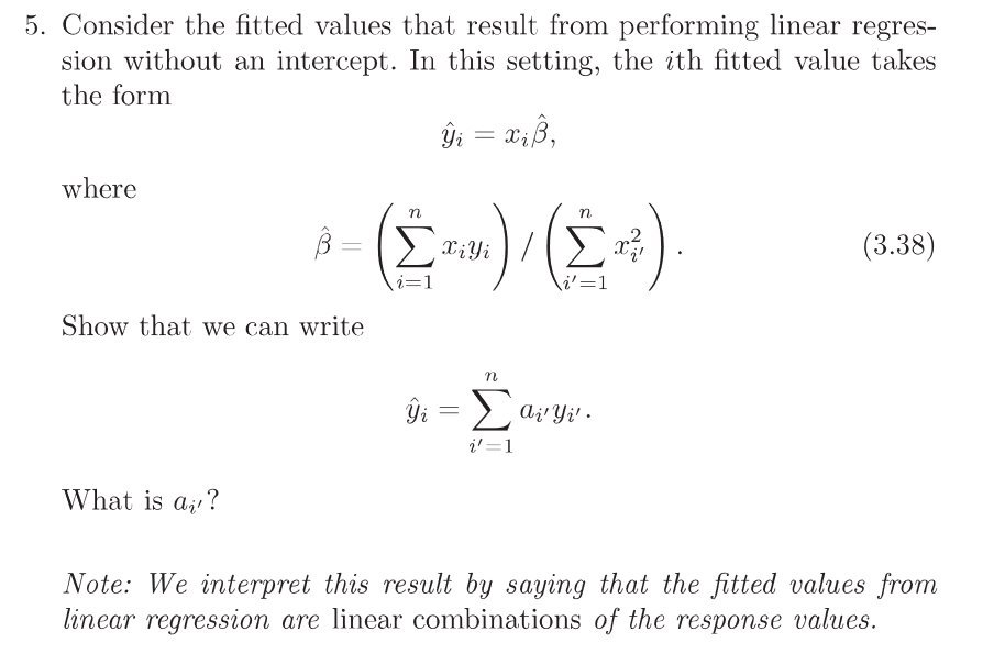 5. Consider the fitted values that result from performing linear regres-