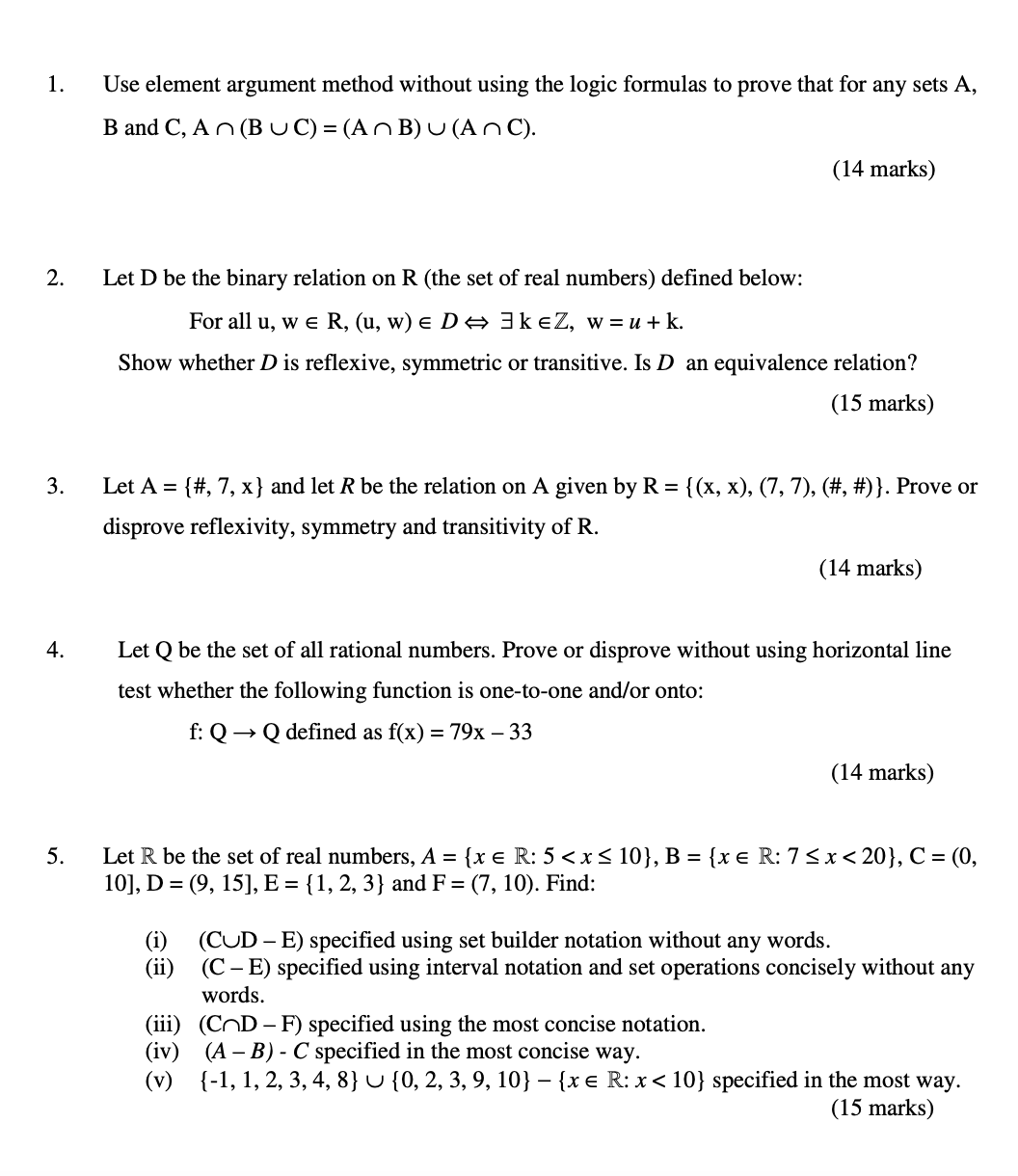  Use element argument method without using the logic formulas to prove