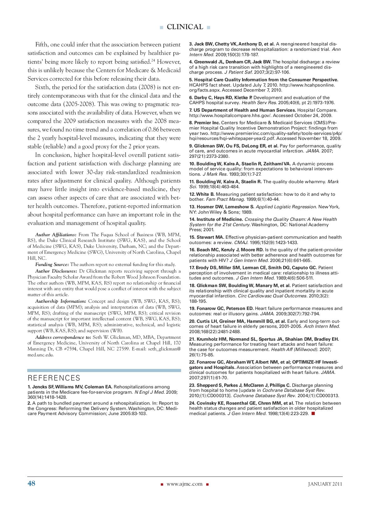Within 30 Days Article in The American Journal of Managed Care .