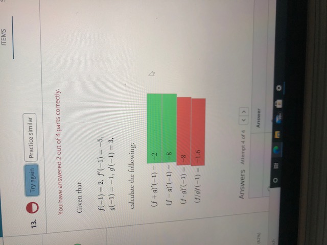 the derivative of the function f(x), below. It may be to your