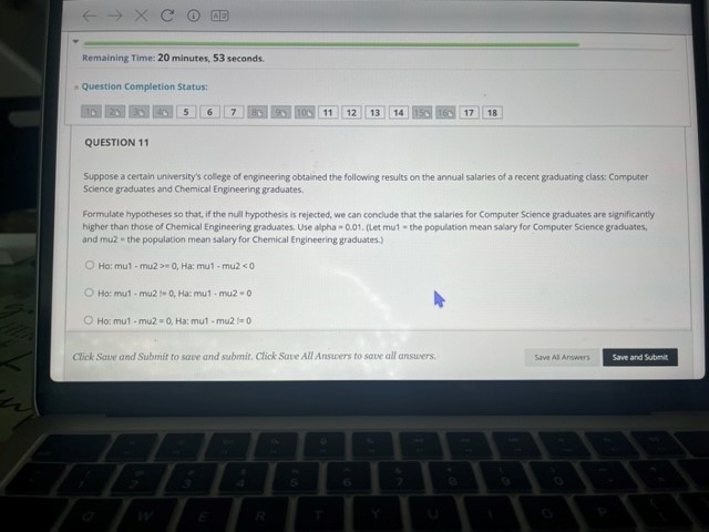  Remaining Time: 20 minutes, 53 seconds. . Question Completion Status: 10