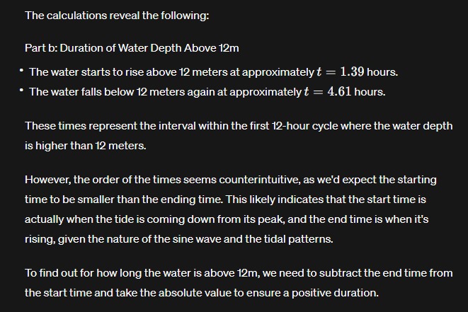 of water at high tide was 6m above sea level. After 6h,