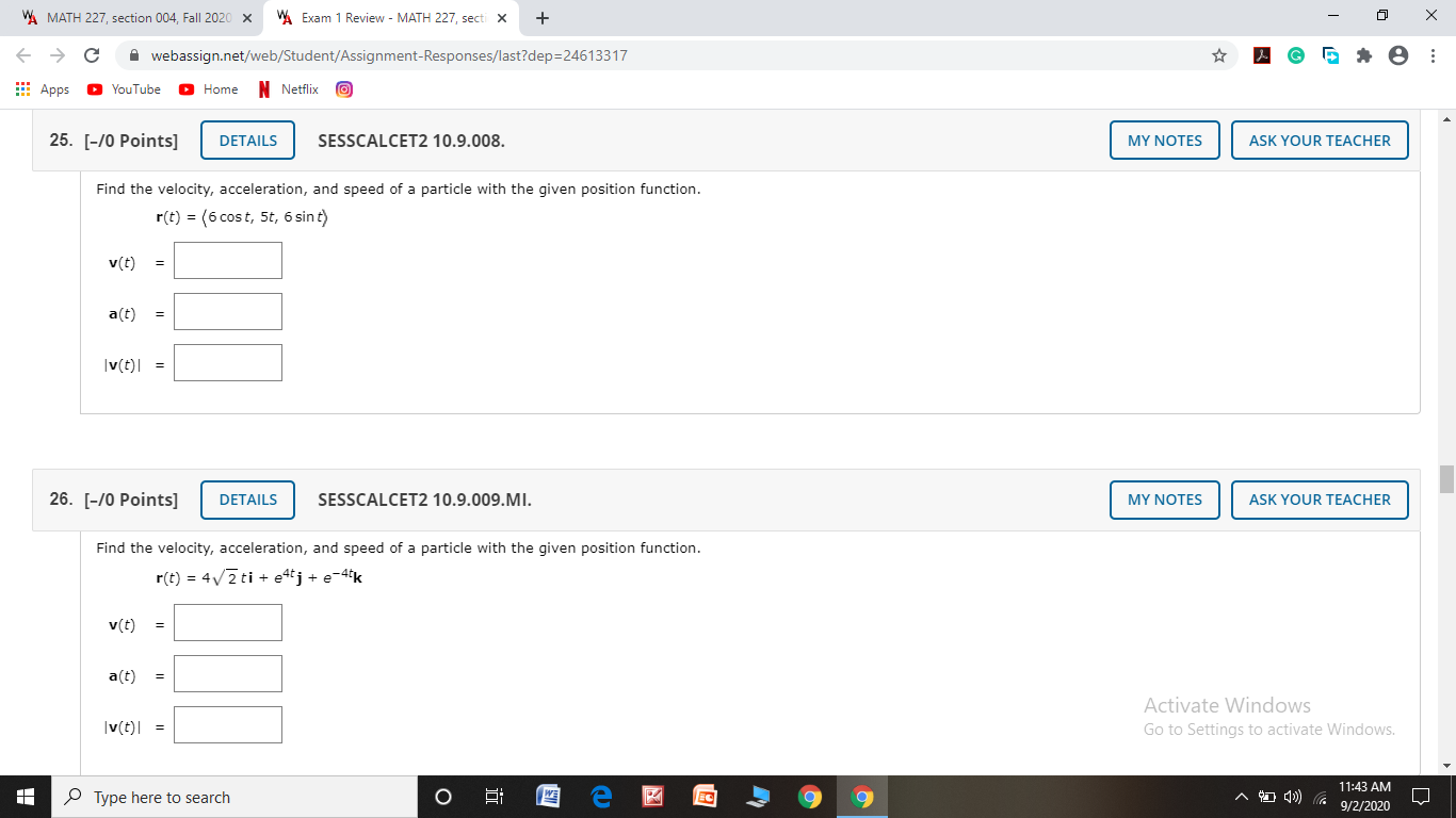 X + X C A webassign.net/web/Student/Assignment-Responses/last?dep=24613317 it Apps @ YouTube @ Home