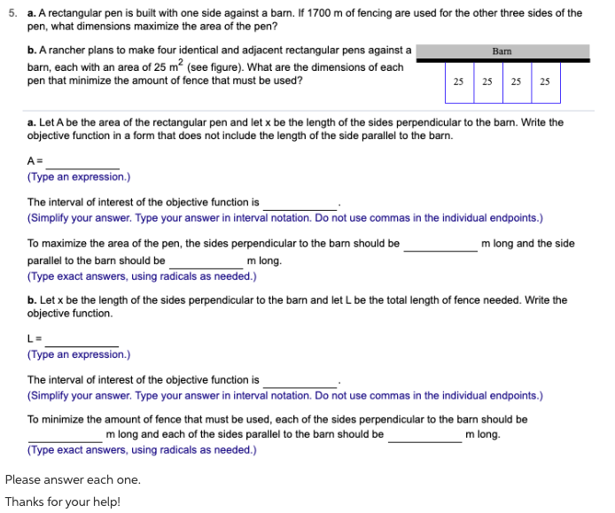 side against a barn. If 1200 m of fencing are used for