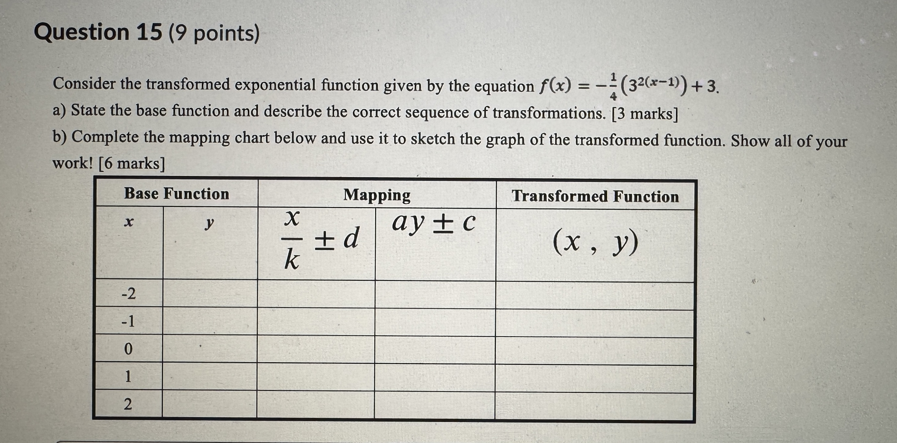 SHOW YOUR WORK FOR ALL (PENCIL AND PAPER). Need it in less