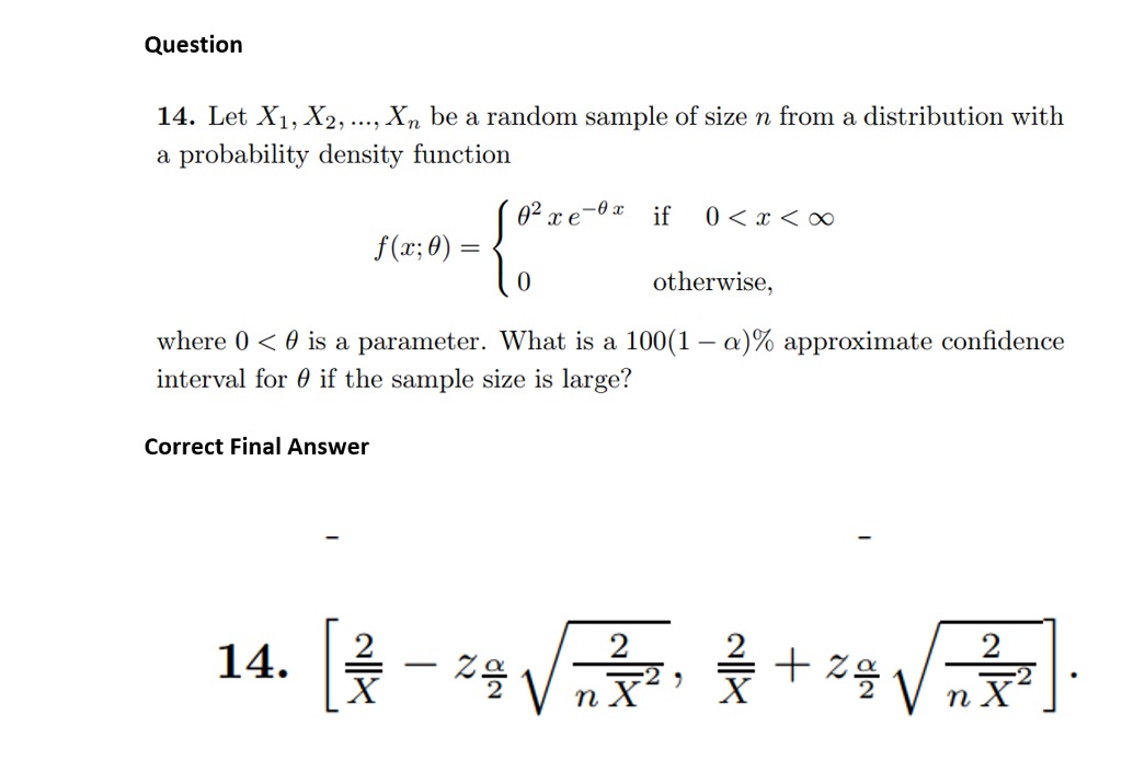 Can I get help please? Question 14. Let X1 , X2, ...,