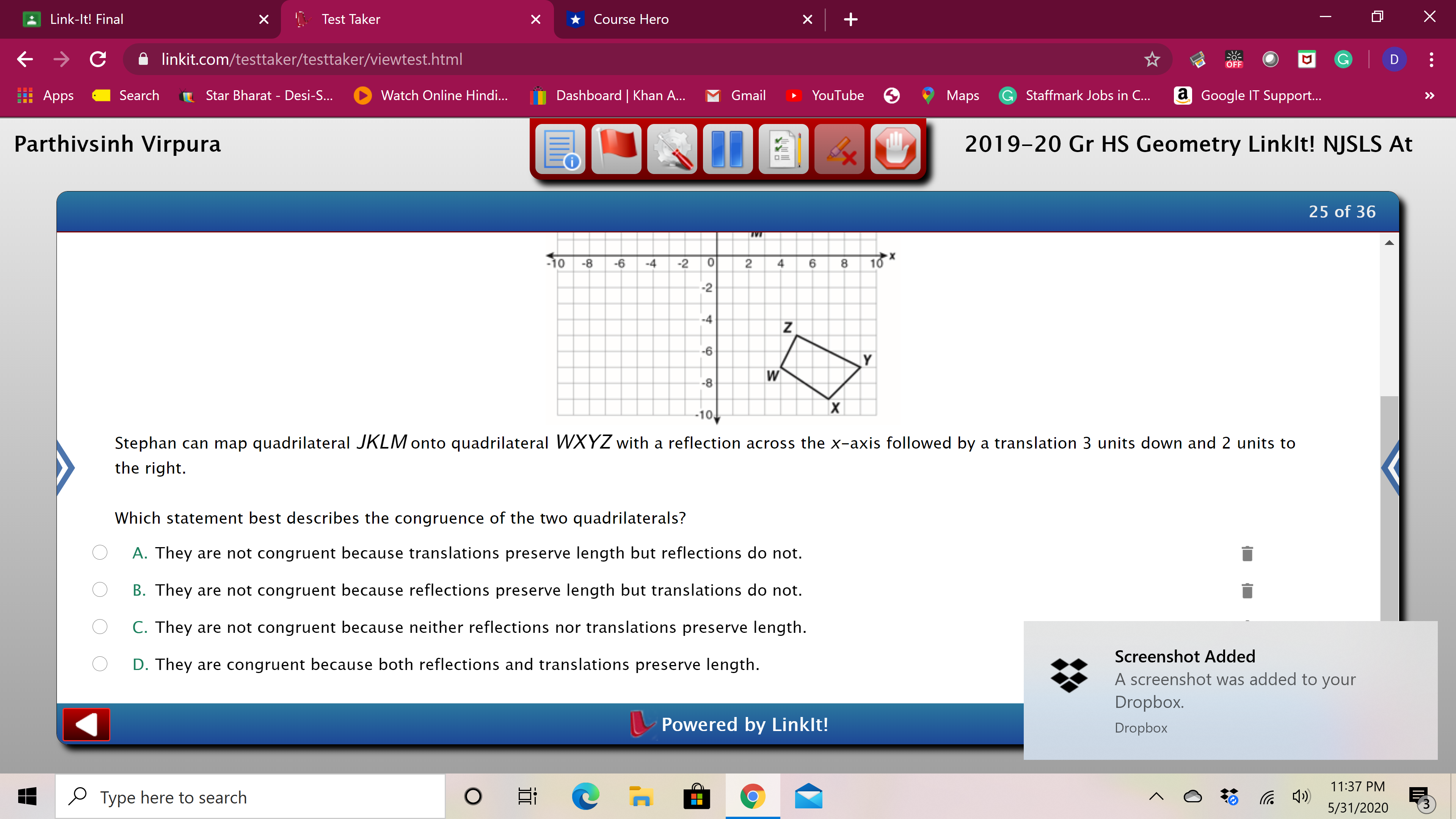 X Course Hero X X C O linkit.com/testtaker/testtaker/viewtest.html G D . .