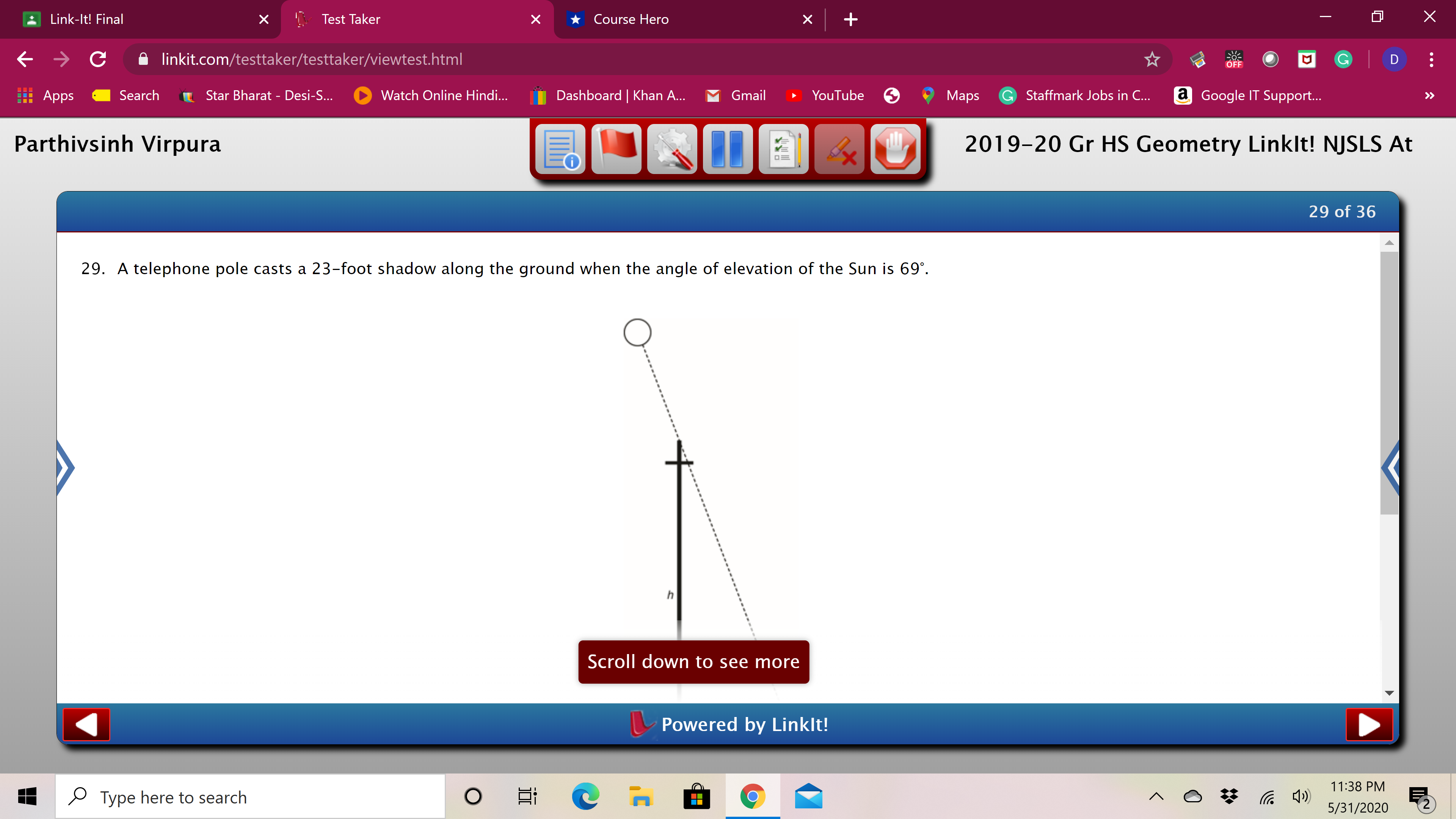 by a translation 3 units down and 2 units to the right.