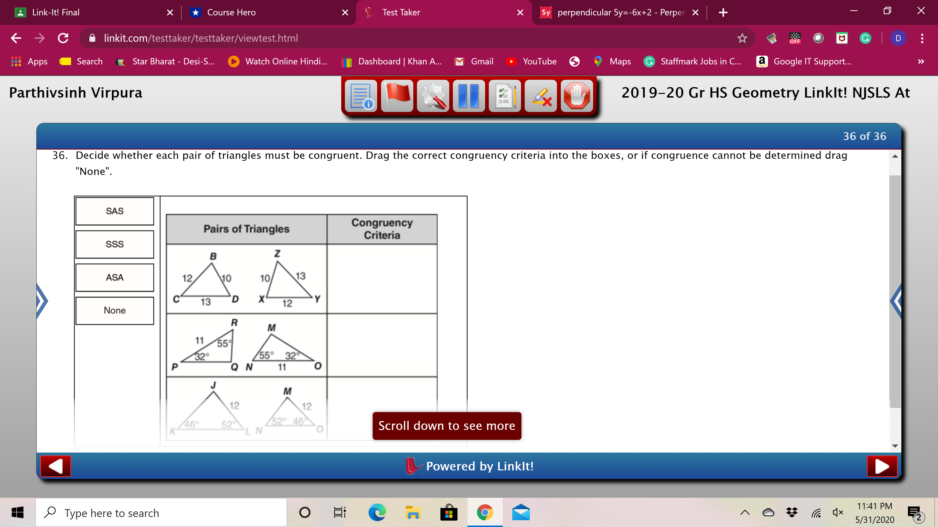 best describes the congruence of the two quadrilaterals? O A. They are