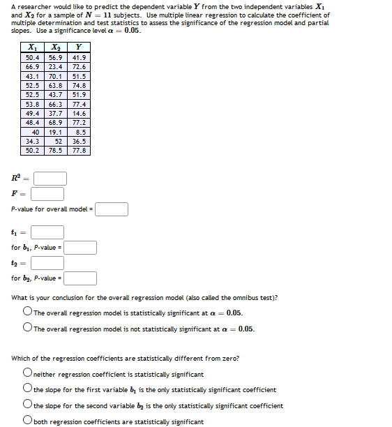  A researcher would like to predict the dependent variable } from