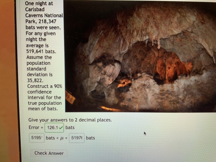 Use data below to answer One night at Carlsbad Caverns National Park,