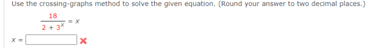  Use the crossing-graphs method to solve the given equation. (Round your