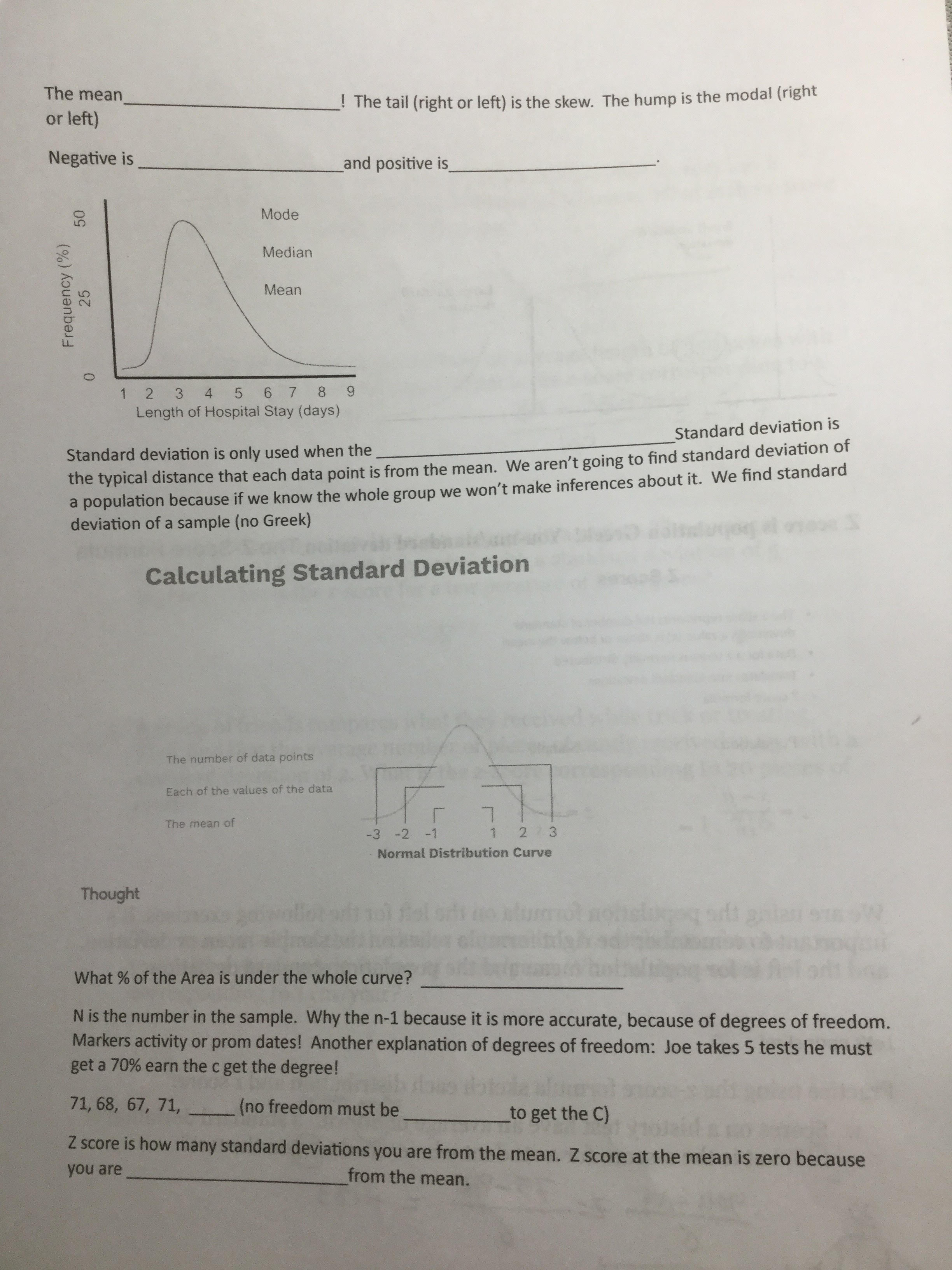  The mean ! The tail (right or left) is the skew.