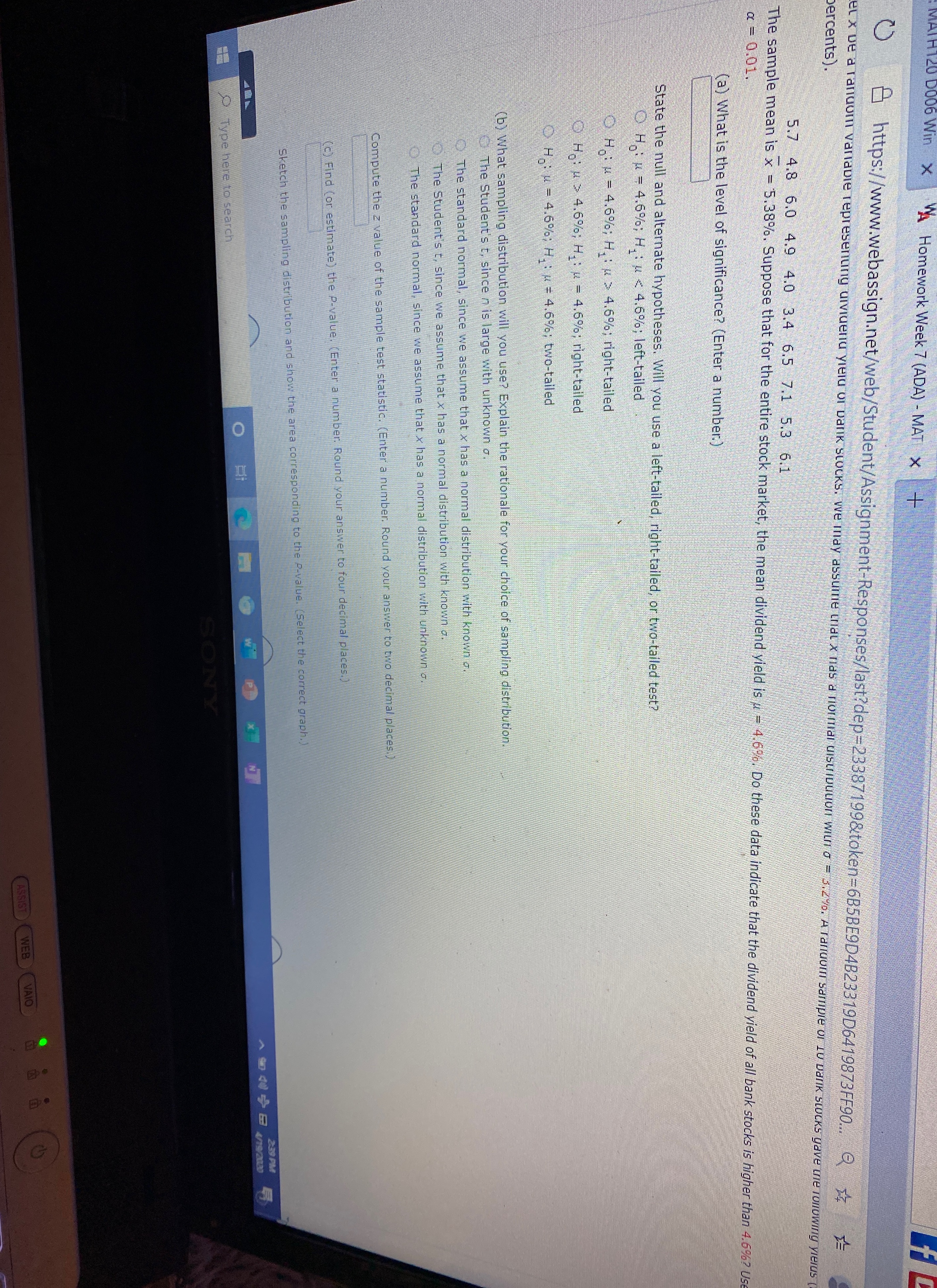 Let X be a random variable representing dividend yield of banks stocks.
