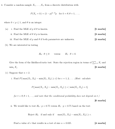 4. Consider a random sample X1. ..., Na from a discrete