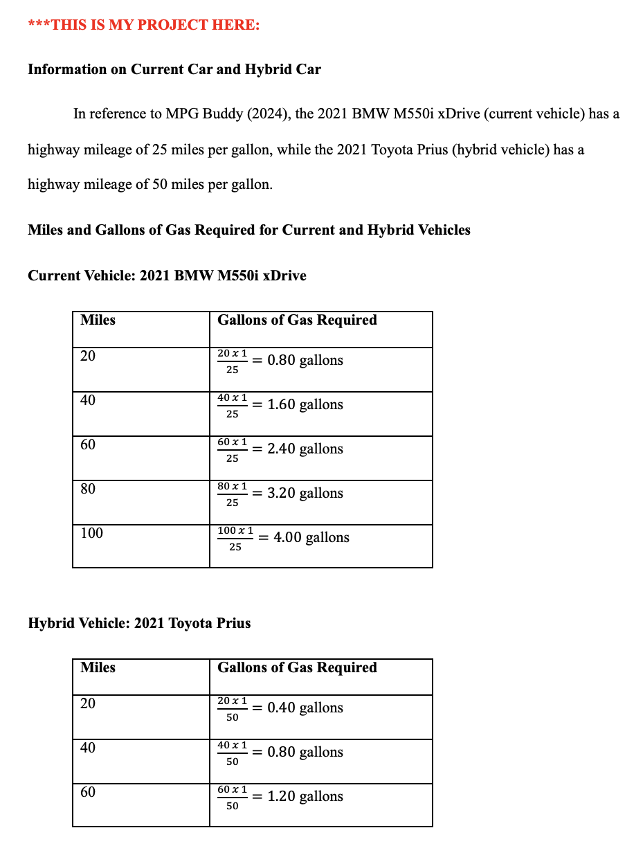 * * *THIS IS MY PROJECT HERE: Information on Current Car