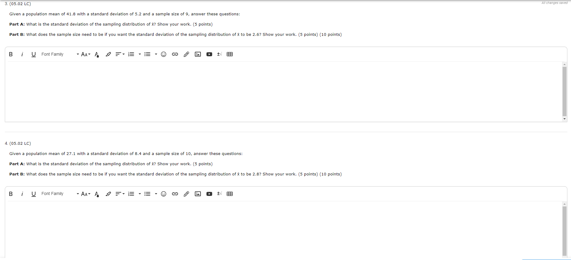 plz answer both 3. (05.02 LC) All changes saved Given a population