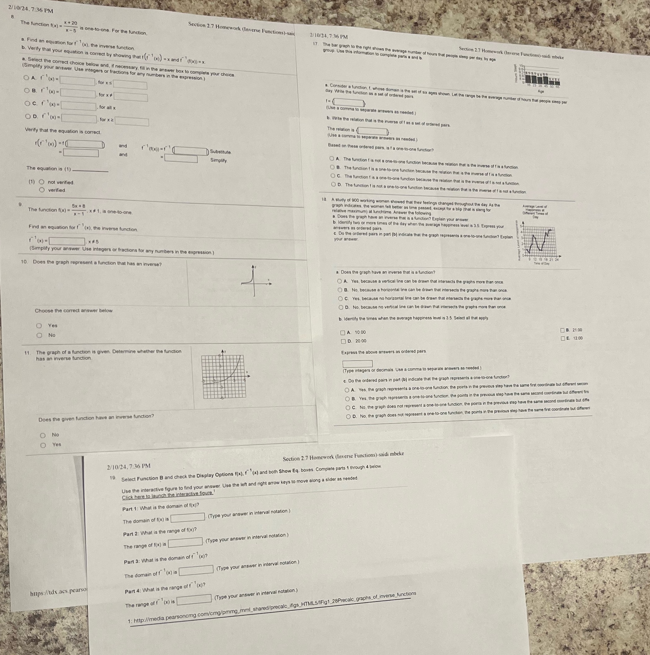  2/ 10/24. 7:36 PM The function f(x) = $ 20 x-5