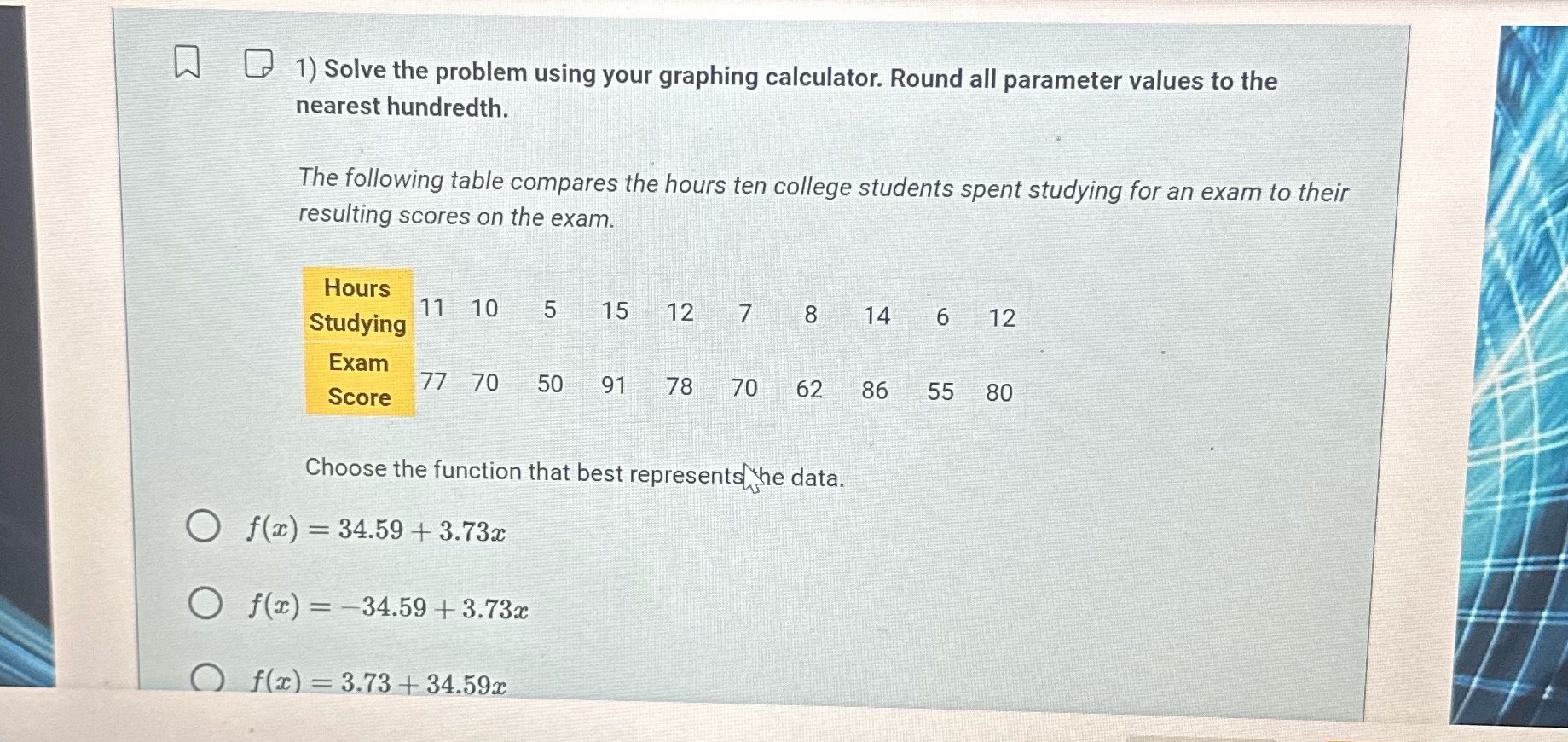  E W 1) Solve the problem using your graphing calculator. Round